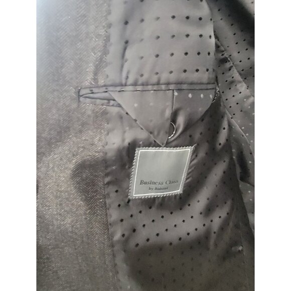Business Class By Babani Mens Grey Herringbone Blazer Wool Blend 40R - Picture 5 of 10